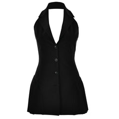 Sexy Slim Fit V Neck Halter Backless Sleeveless Daily Dress