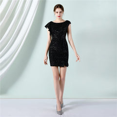 Elegant Sequin Short Cocktail Evening Dress