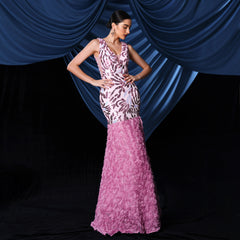 Elegant V neck Sequined Fishtail Evening Dress