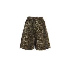 Casual Leopard Print Pure Cotton Straight Loose Shorts