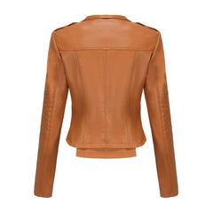 Long Sleeved Rivet Leather Jacket