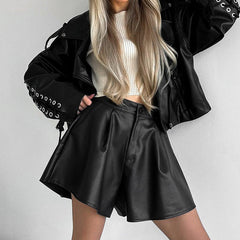 Faux Leather High Sense Leather Shorts