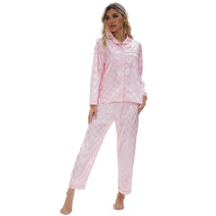 Long Plaid Satin Chessboard Pajamas Set