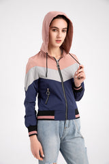 Color Block Casual Patchwork Hooded Jacket