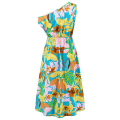 Summer Elegant Off Shoulder Slim Printed Dress
