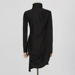 Elegant Stand Collar Pleated Shawl Slim Fit Formal Dress