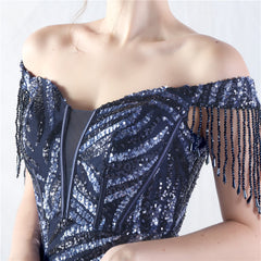 Elegant Boning Corset Lace up Beads Evening Dress