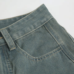 Street Vintage Retro Blue Washed Loose Jeans