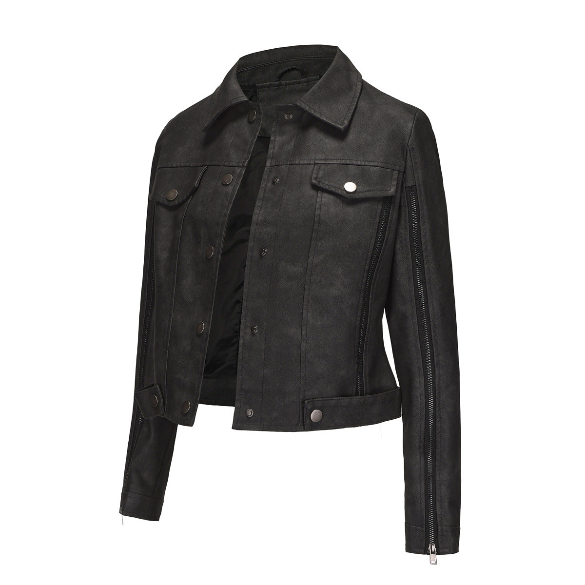 Long Sleeved Motorcycle Thin Leather Jacket