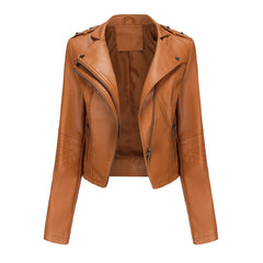 Long Sleeved Rivet Leather Jacket