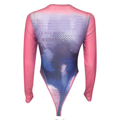 Women Printed round Neck Long Sleeves Bodysuit