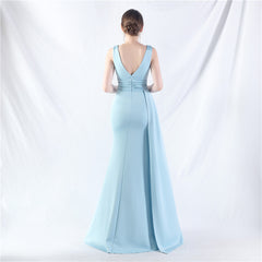 Elegant Folding Slit Satin Evening Dress