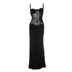 Women Detachable Shoulder Strap Twist Mesh Party Dress