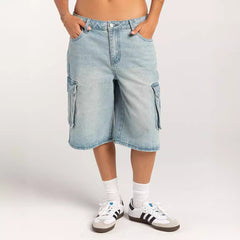 Street Hipster Washed Denim Straight Short