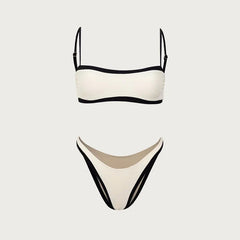 Tube Top High Waist Color Matching Bikini