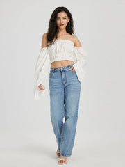 Micro Elastic Straight High Waist Denim Jeans