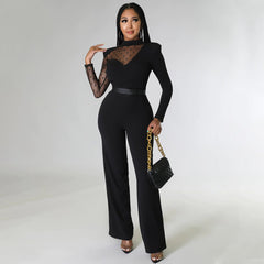 Women Solid Color Casual Straight Leg Jumpsuit