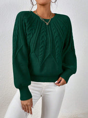 Round Neck Knitted Long Sleeve Twist Sweater