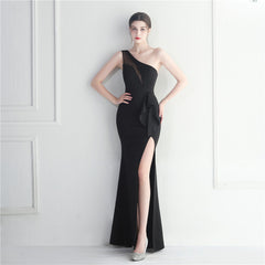 Ruffled Mesh See through Formal Long Evening Dress