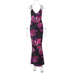 Women Summer Printed Sexy V neck Vest Slim Skirt Set