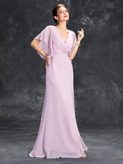 Butterfly Sleeve V Neck Cocktail Evening Dress