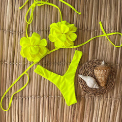 Three Dimensional 3D Floral Low Waist Bikini