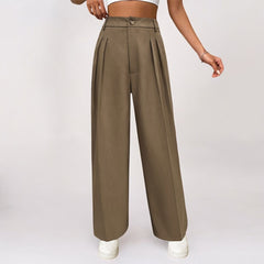 Women Pleated Loose High Waist Casual Pants