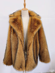 Autumn Winter Mid Length Warm Faux Fur Coat