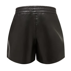 Women Simple Faux Leather Shorts