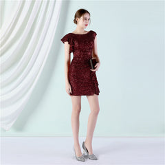 Elegant Sequin Short Cocktail Evening Dress