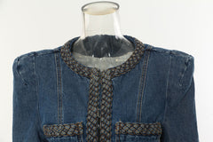 Women Delicate Padded Shoulder Denim Jacket