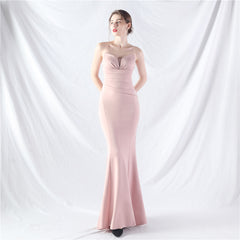 Elegant Off Shoulder Tube Top Satin Evening Dress