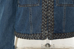 Women Delicate Padded Shoulder Denim Jacket