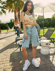 Street Hipster Washed Denim Straight Short