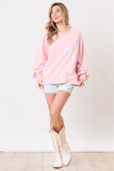 Loose Pullover Bow Ribbon Sequined Sweater