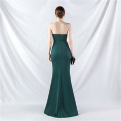 Elegant Boning Corset High End Satin Evening Dress