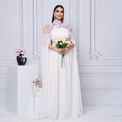 Elegant Turtleneck Long Embroidered Evening Dress