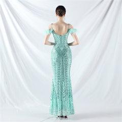 Elegant Floral Sequin High End Evening Dress