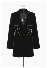 Autumn Winter Rhinestone Long Sleeve Blazer Dress