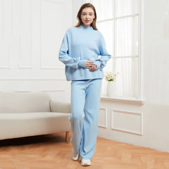 Women Basic Sweater Knitted Trousers Casual Two-Piece Set