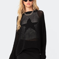 Women Hollow Out Knitted Blouse