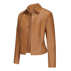 Rivets Thin Leather Jacket