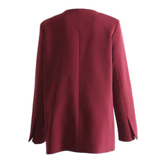 Autumn Red Faux Collar Loose Version Blazer