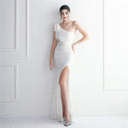 REVCHIC LUXE Elegant One-Shoulder Sequin Fishtail Gown