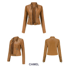 Women Thin Leather Short Jacket