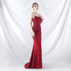 Elegant Boning Corset High End Satin Evening Dress