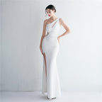 REVCHIC LUXE Elegant One-Shoulder Beaded Fishtail Gown