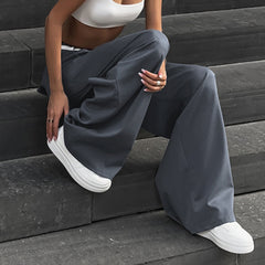 Women Gray Loose Wide Legs Trousers