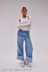 Retro Washed Mid Waist Loose Jeans