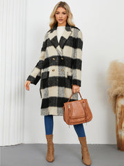 Winter Long Plaid Double Sided Woolen Coat